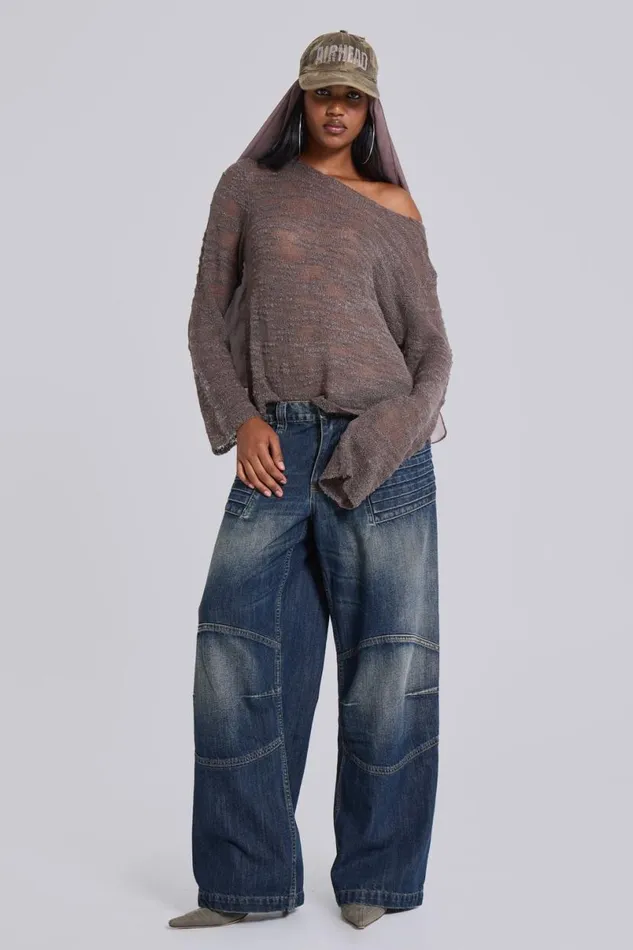 Jaded London Knitwear WomenUnisex Taupe Stray Knit Brown