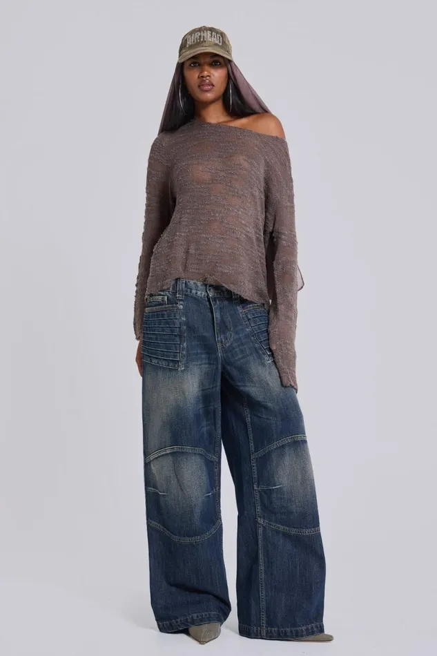Jaded London Knitwear WomenUnisex Taupe Stray Knit Brown