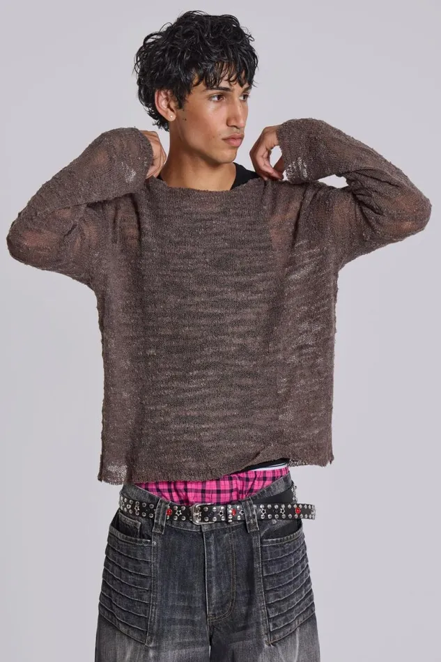 Jaded London Knitwear WomenUnisex Taupe Stray Knit Brown