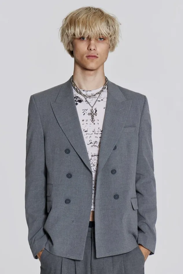 Jaded London Outerwear Men Grey Goliath Blazer Grey