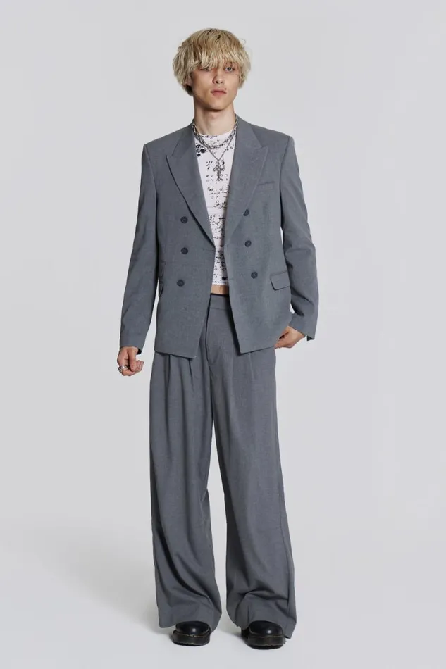 Jaded London Outerwear Men Grey Goliath Blazer Grey