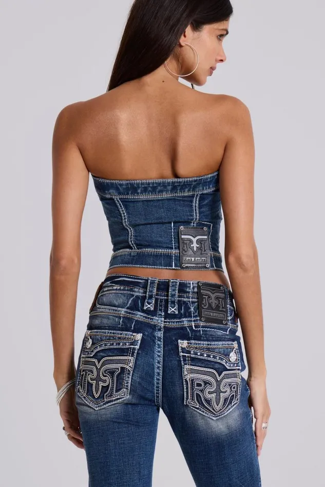 Jaded London Shorts and Jorts Women Rock Revival Capri Jeans Blue