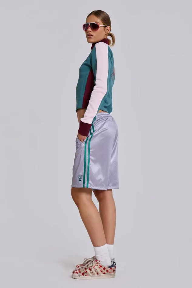 Jaded London Shorts and Jorts Women Silver Alyx Longline Football Shorts Silver