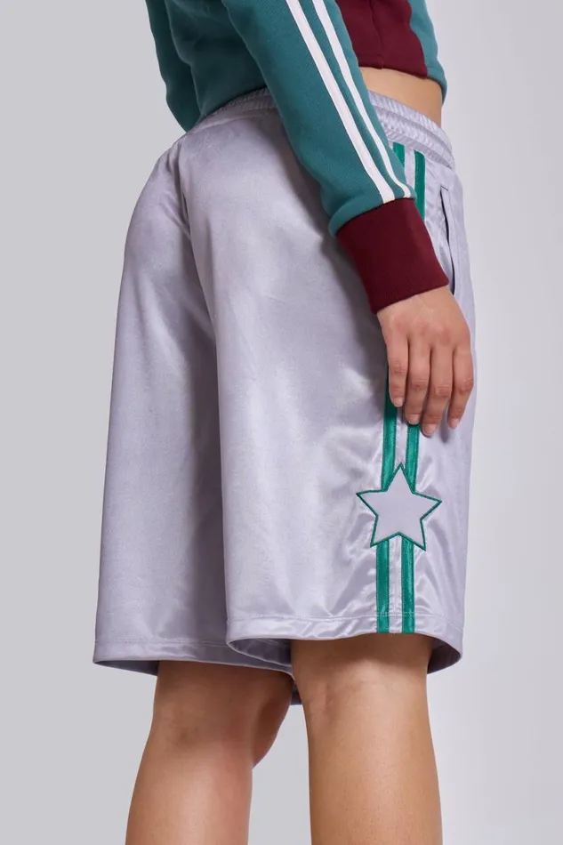 Jaded London Shorts and Jorts Women Silver Alyx Longline Football Shorts Silver