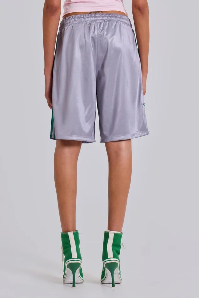 Jaded London Shorts and Jorts Women Silver Alyx Longline Football Shorts Silver