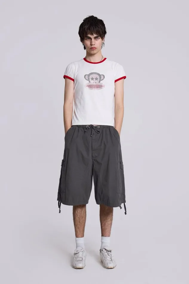 Jaded London Shorts and Jorts Women Vintage Grey Parachute Cargo Shorts Grey