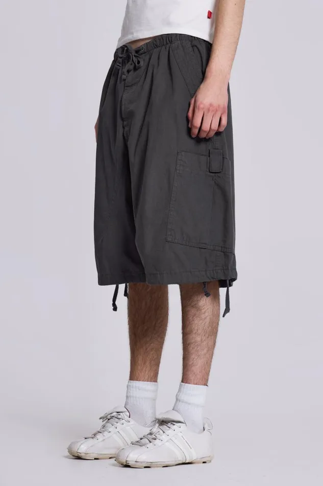 Jaded London Shorts and Jorts Women Vintage Grey Parachute Cargo Shorts Grey