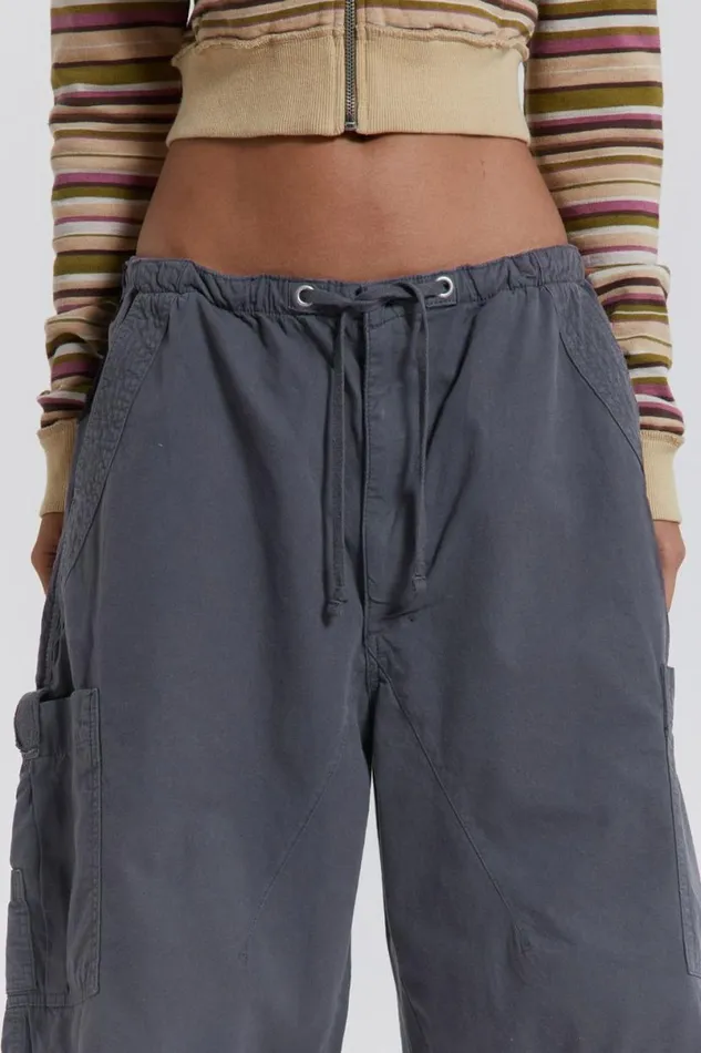 Jaded London Shorts and Jorts Women Vintage Grey Parachute Cargo Shorts Grey
