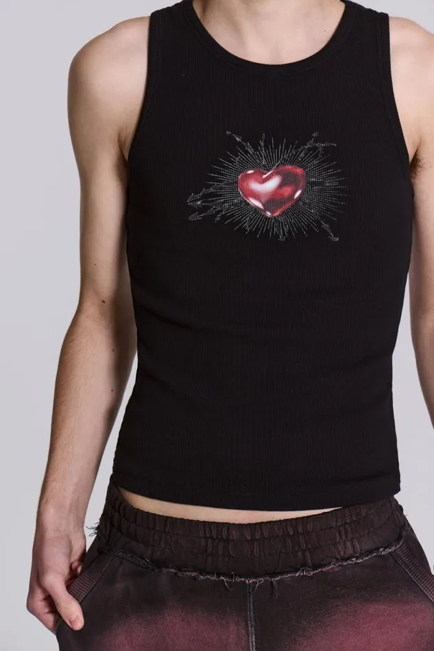 Jaded London TShirts and Vests Men Barbed Heart Vest Black