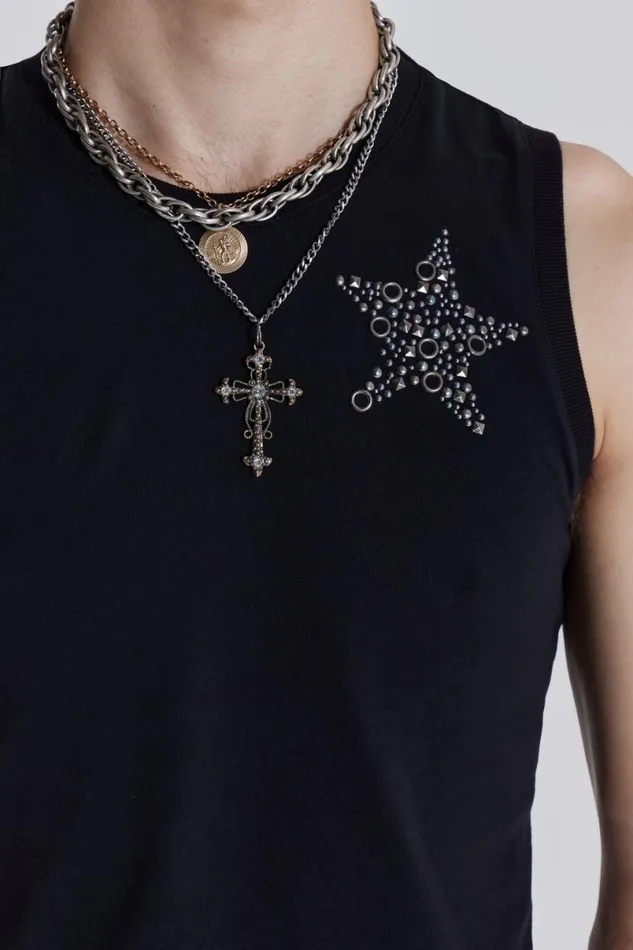Jaded London TShirts and Vests Men Black Cosmo Vest Black