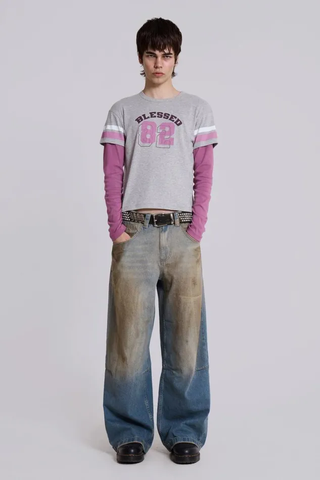 Jaded London TShirts and Vests Men Blessed Double Layer Tee Multi