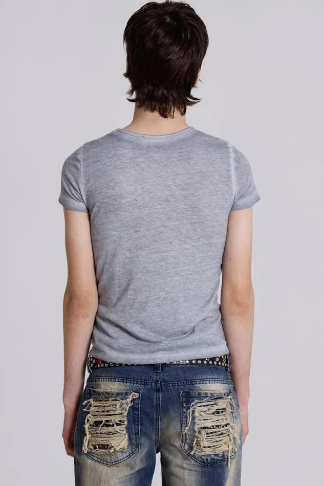 Jaded London TShirts and Vests Men Dirty Rock Tee Grey