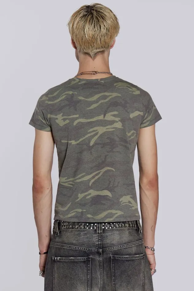 Jaded London TShirts and Vests Men Low Life Camo Tee Green