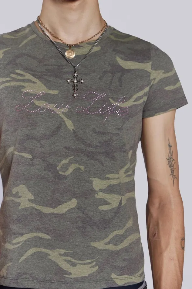 Jaded London TShirts and Vests Men Low Life Camo Tee Green