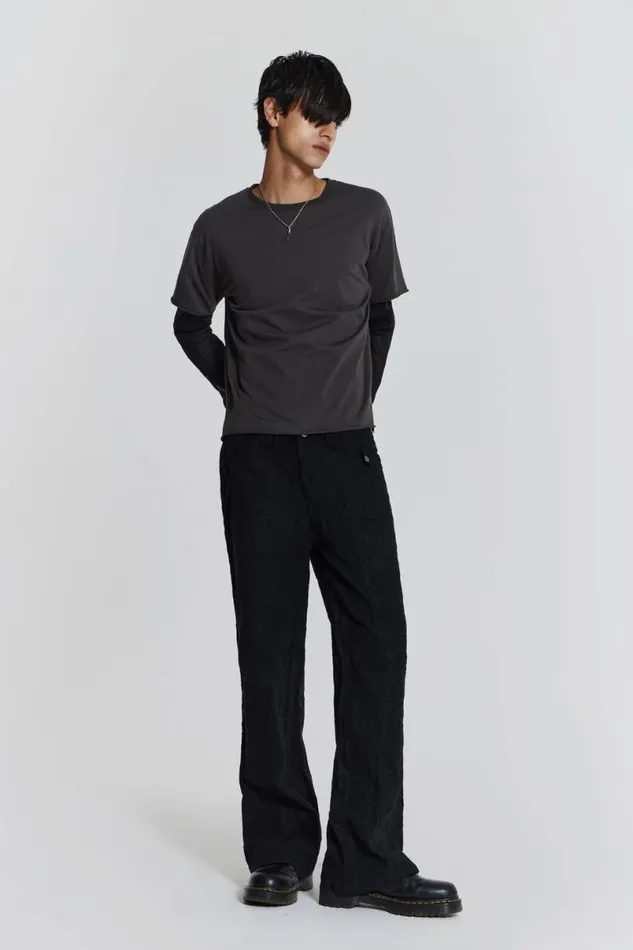 Jaded London TShirts and Vests Men Pitch Double Layer Tee Grey