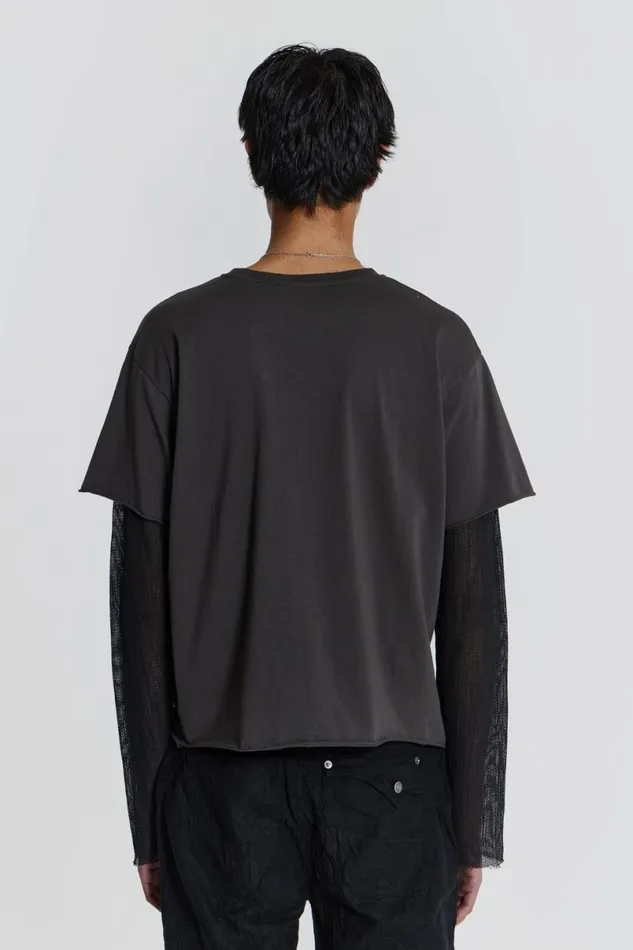 Jaded London TShirts and Vests Men Pitch Double Layer Tee Grey