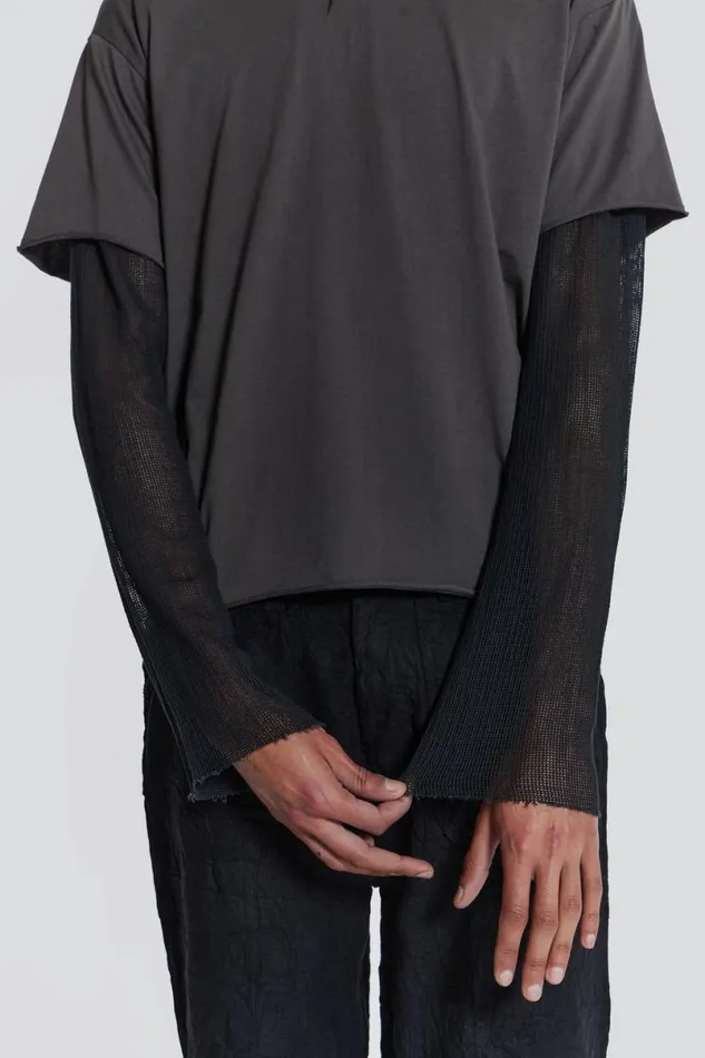 Jaded London TShirts and Vests Men Pitch Double Layer Tee Grey