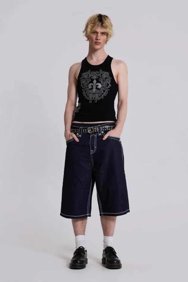 Jaded London TShirts and Vests Men Rock Revival Black Fleur De Lis Vest Black Jaded London TShirts and Vests Men Rock Revival Black Fleur De Lis Vest Black