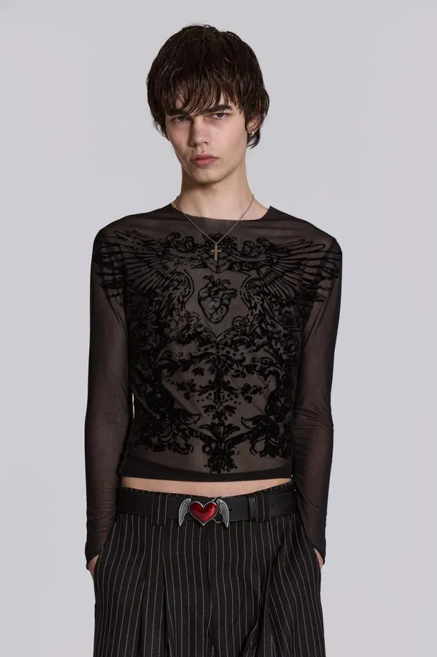 Jaded London TShirts and Vests Men Spirit Mesh Top Black