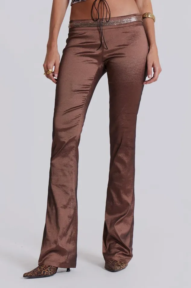 Jaded London Trousers and Pants Women Santino Taffeta Trousers Brown