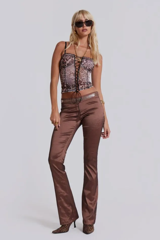 Jaded London Trousers and Pants Women Santino Taffeta Trousers Brown