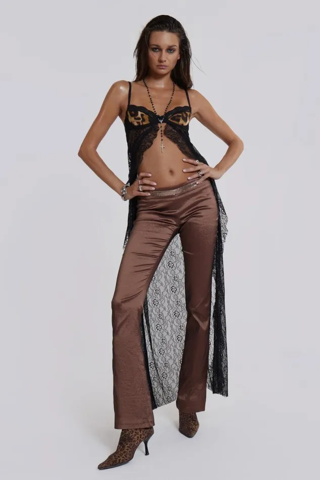 Jaded London Trousers and Pants Women Santino Taffeta Trousers Brown