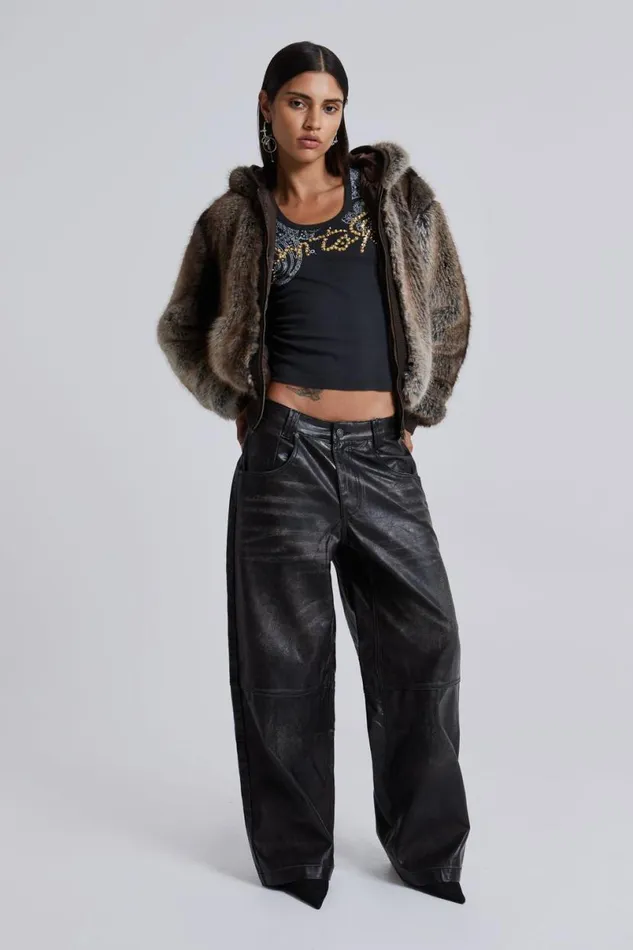 Jaded London Unisex UnisexMen Bear Faux Fur Hooded Jacket Brown