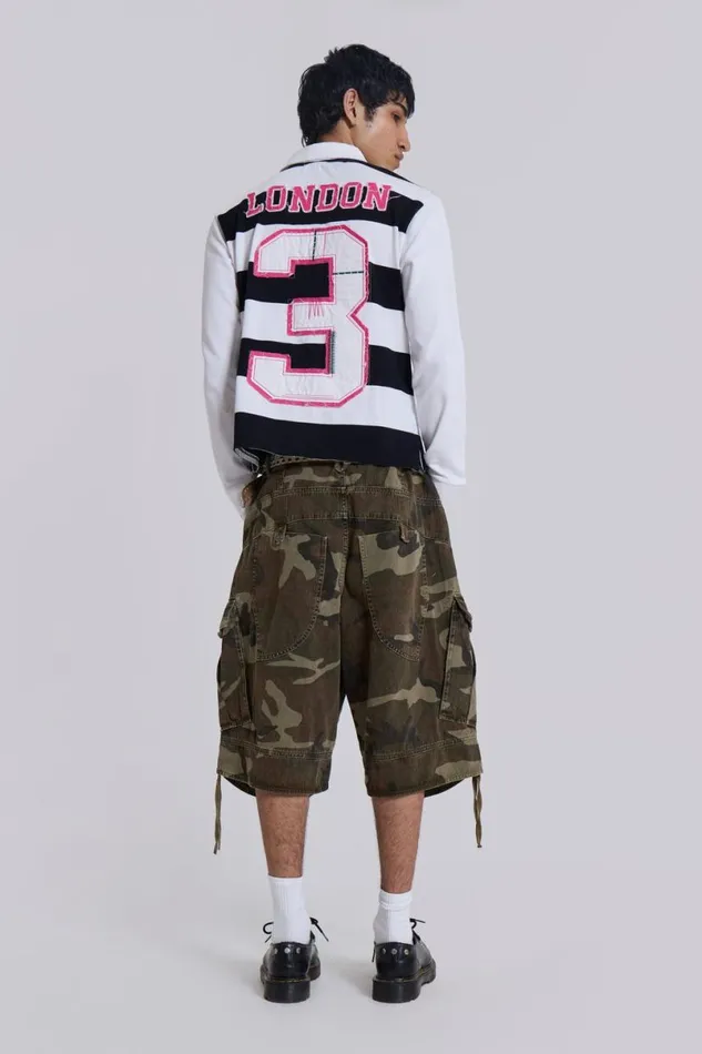 Jaded London Unisex UnisexMen Cadet Camo Shorts Khaki