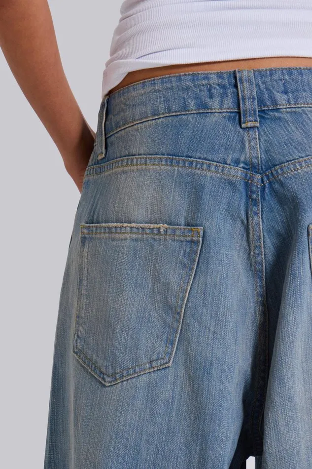 Jaded London Unisex UnisexMen Light Wash Slub XL Colossus Jeans Blue