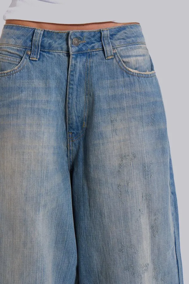 Jaded London Unisex UnisexMen Light Wash Slub XL Colossus Jeans Blue