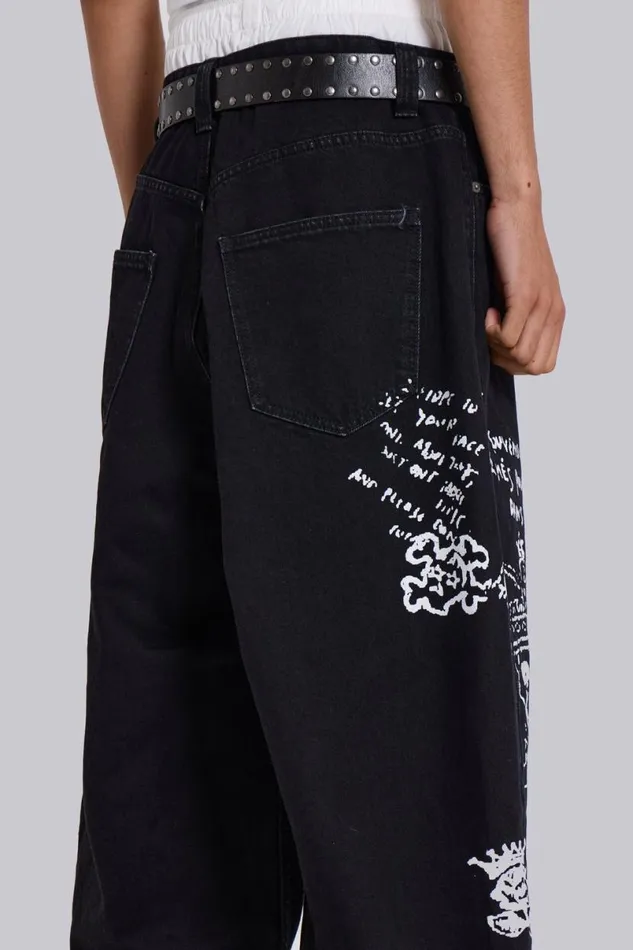 Jaded London Unisex UnisexMen Scribble XL Colossus Jeans Black