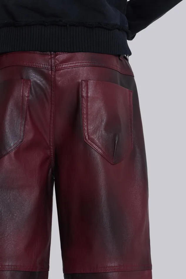 Jaded London Unisex Unisex Oxblood Faux Leather Pants Red