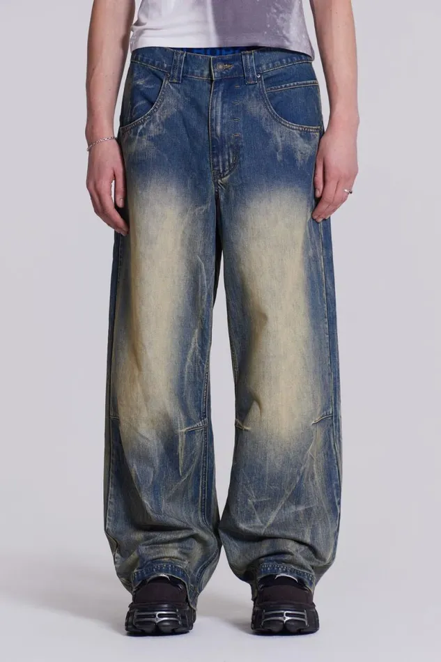 Jaded London Unisex UnisexWomen Blue Ethereal Colossus Jeans Blue