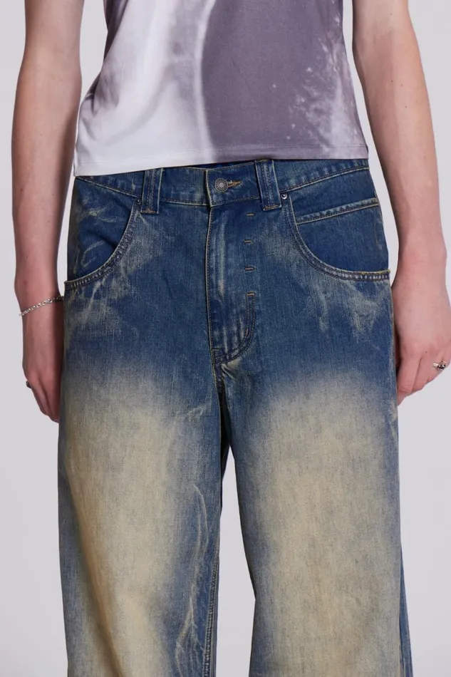 Jaded London Unisex UnisexWomen Blue Ethereal Colossus Jeans Blue