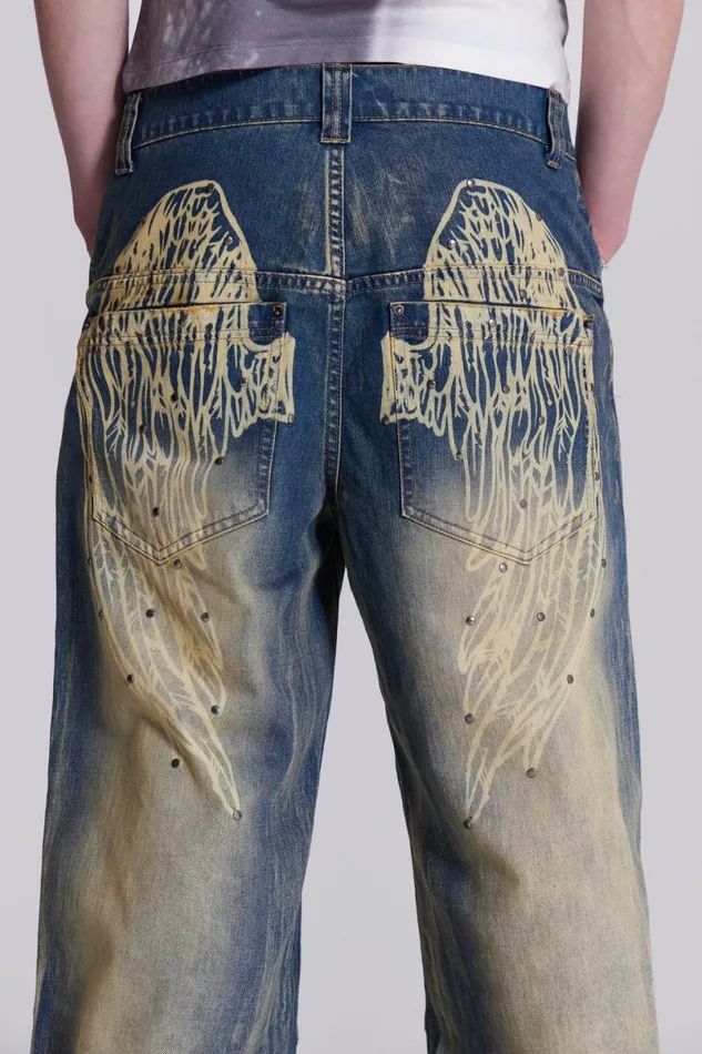 Jaded London Unisex UnisexWomen Blue Ethereal Colossus Jeans Blue