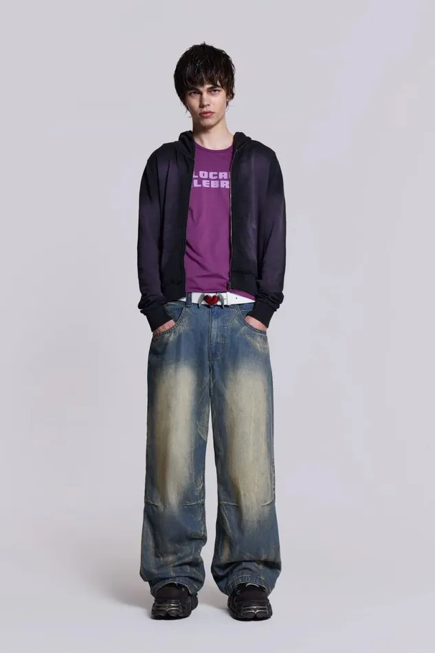 Jaded London Unisex UnisexWomen Blue Ethereal Colossus Jeans Blue