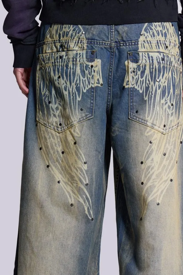 Jaded London Unisex UnisexWomen Blue Ethereal Colossus Jeans Blue