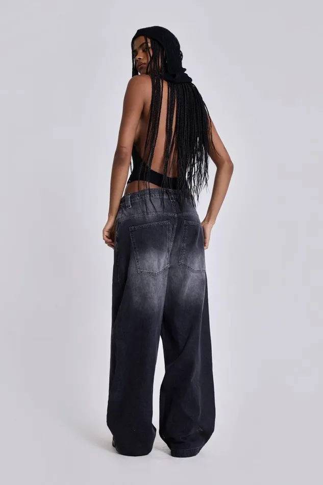 Jaded London Unisex UnisexWomen Washed Black Colossus Jeans Black
