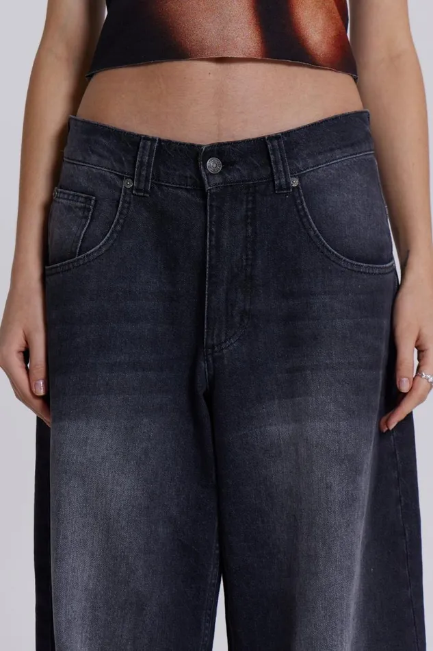 Jaded London Unisex UnisexWomen Washed Black Colossus Jeans Black