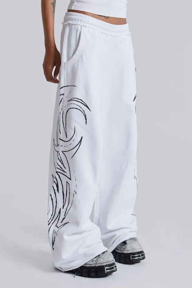 Jaded London Unisex UnisexWomen White Baggy Blade Joggers White