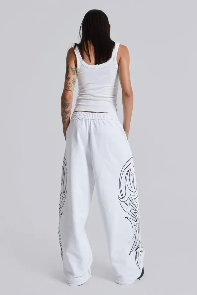 Jaded London Unisex UnisexWomen White Baggy Blade Joggers White