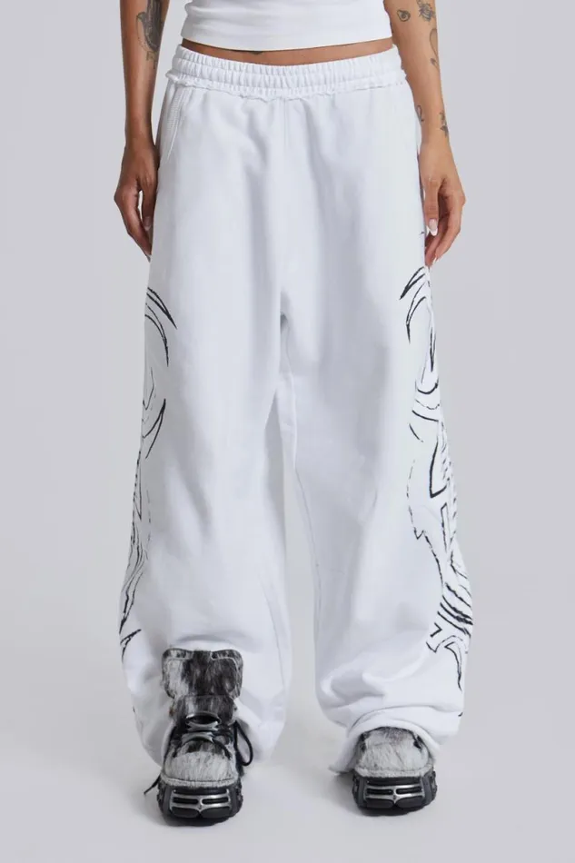 Jaded London Unisex UnisexWomen White Baggy Blade Joggers White