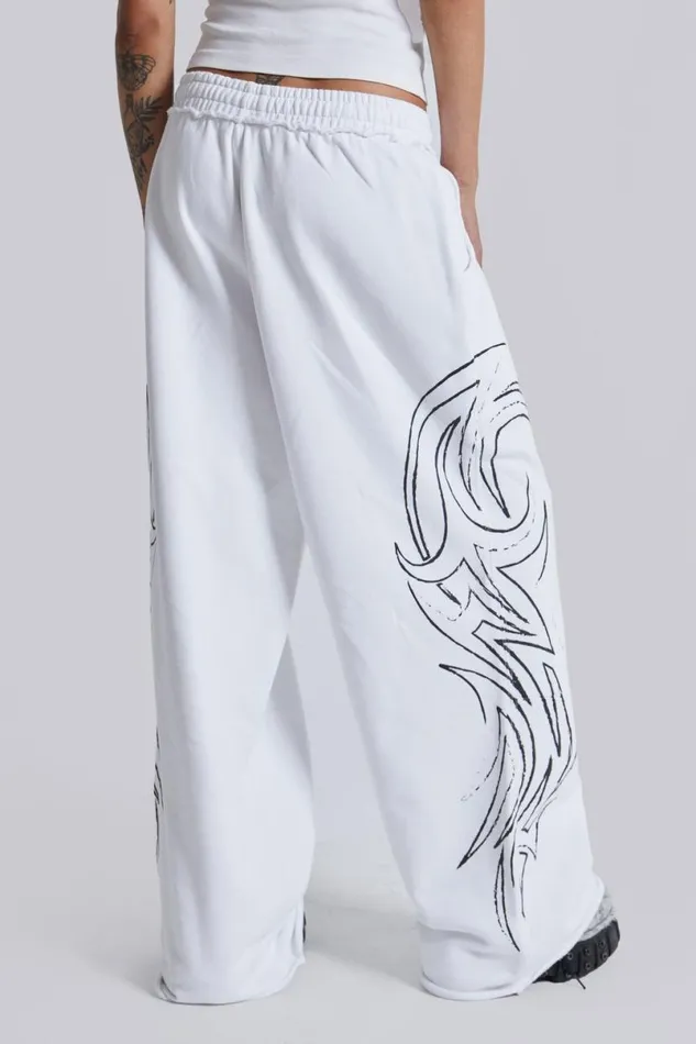 Jaded London Unisex UnisexWomen White Baggy Blade Joggers White