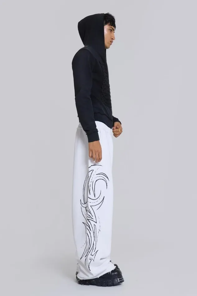 Jaded London Unisex UnisexWomen White Baggy Blade Joggers White