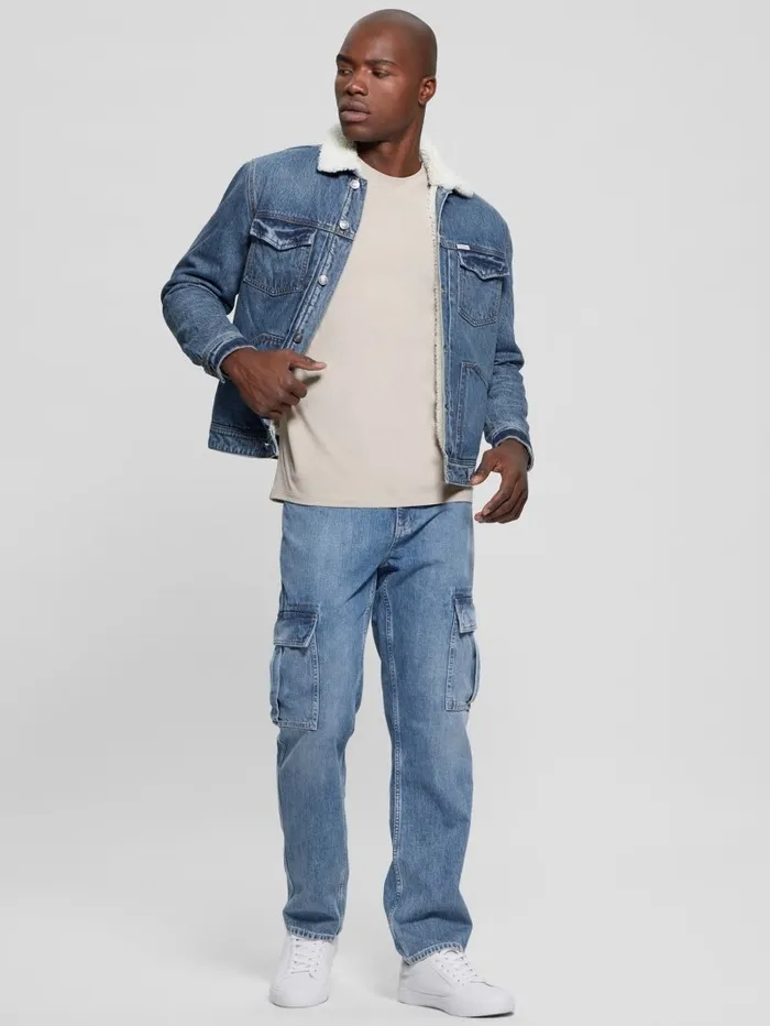 Jeans and Denim Dean Sherpa Jacket Worn Vintage GUESS Men