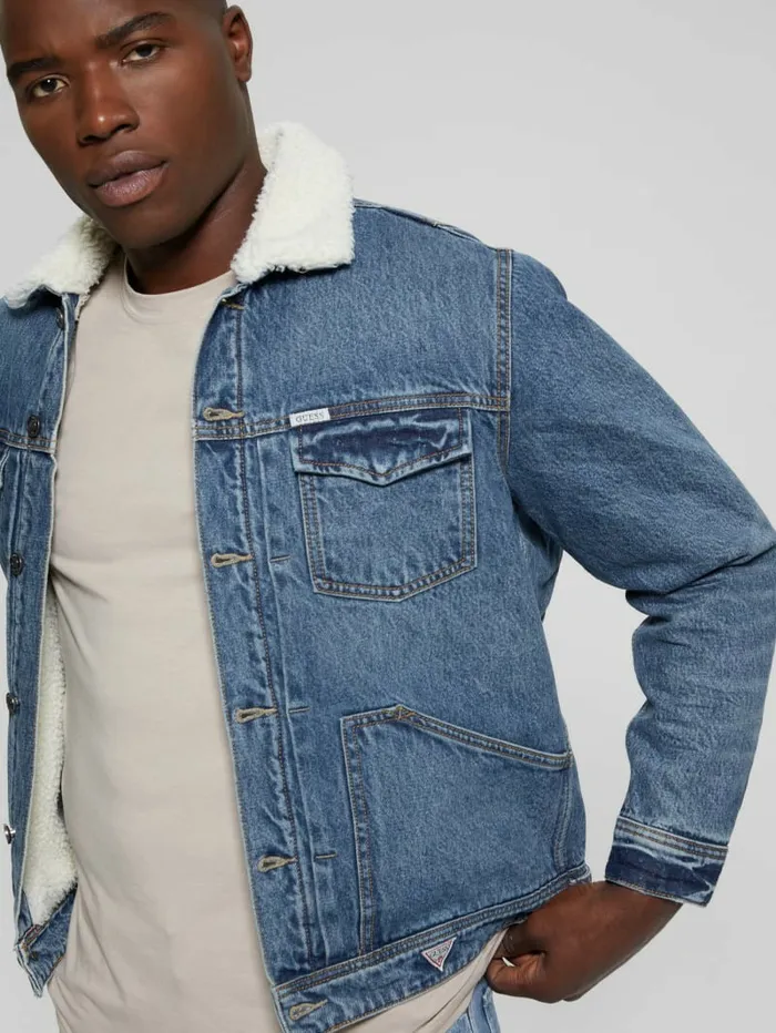 Jeans and Denim Dean Sherpa Jacket Worn Vintage GUESS Men