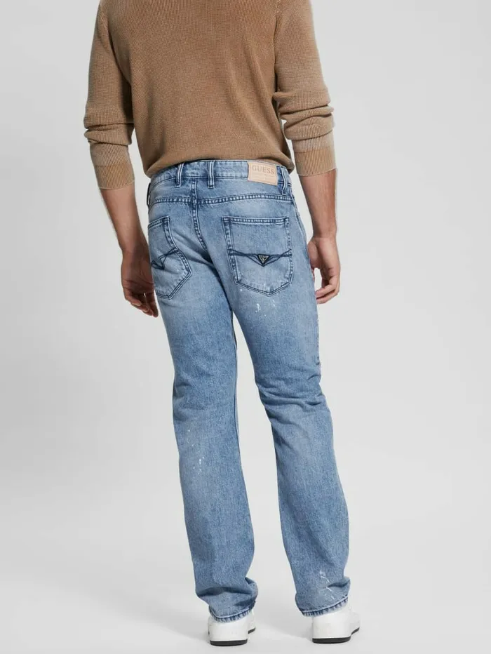 Jeans and Denim GUESS Men Distressed Patch Straight Jeans Mesa Pop Jeans and Denim GUESS Men Distressed Patch Straight Jeans Mesa Pop