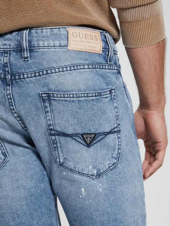 Jeans and Denim GUESS Men Distressed Patch Straight Jeans Mesa Pop Jeans and Denim GUESS Men Distressed Patch Straight Jeans Mesa Pop