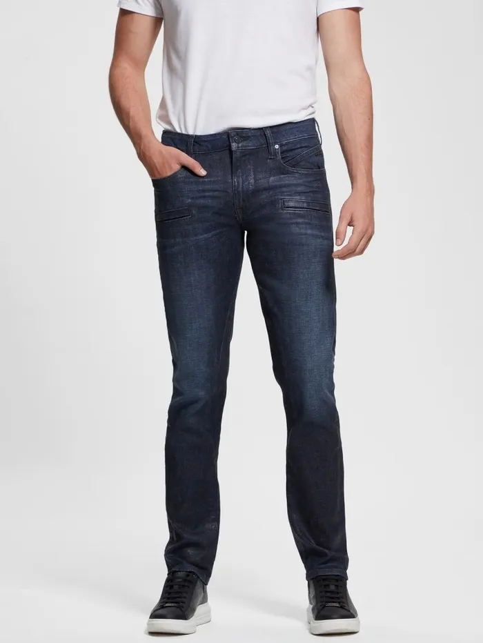 Jeans and Denim GUESS Men Tapered Zip Pocket Jeans Regency Blue