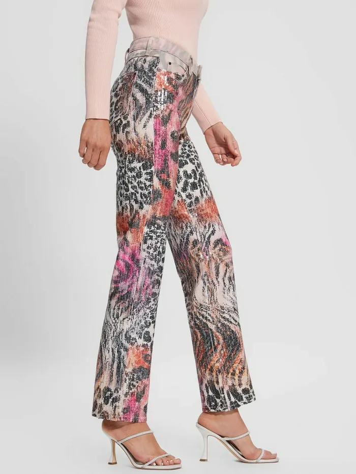 Jeans and Denim GUESS Women 1981 Mixed Print Straight Jeans Passion Wild Jeans and Denim GUESS Women 1981 Mixed Print Straight Jeans Passion Wild